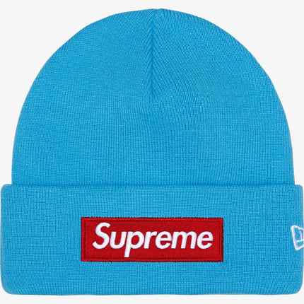 Supreme x New Era Beanie 'Box Logo' Cyan Blue / Red (FW25) | SOLE SERIOUSS [1]