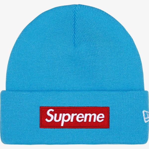 Supreme x New Era Beanie 'Box Logo' Cyan Blue / Red (FW25) – SOLE