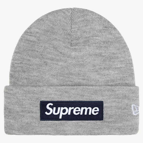 Supreme x New Era Beanie 'Box Logo' Heather Grey / Navy Blue (FW25