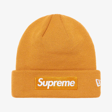 Supreme x New Era Beanie 'Box Logo' Light Mustard (FW21) - SOLE SERIOUSS (1)