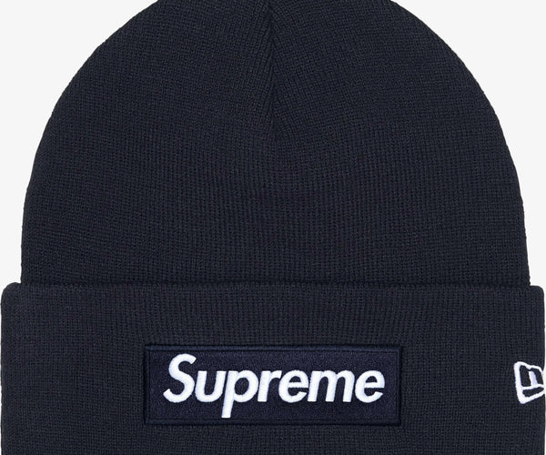 Supreme x New Era Beanie 'Box Logo' Navy Blue (FW25) – SOLE SERIOUSS