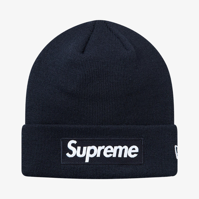 Supreme x New Era Beanie 'Box Logo' Navy (FW18) - SOLE SERIOUSS (1)