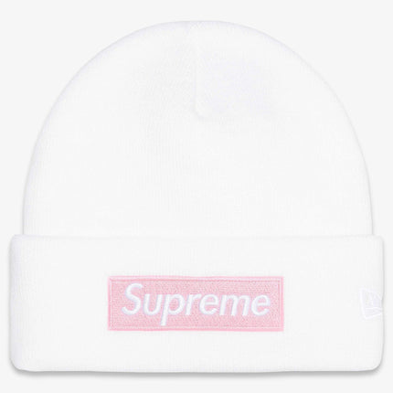 Supreme x New Era Beanie 'Box Logo' White / Pink (FW25) | SOLE SERIOUSS [1]