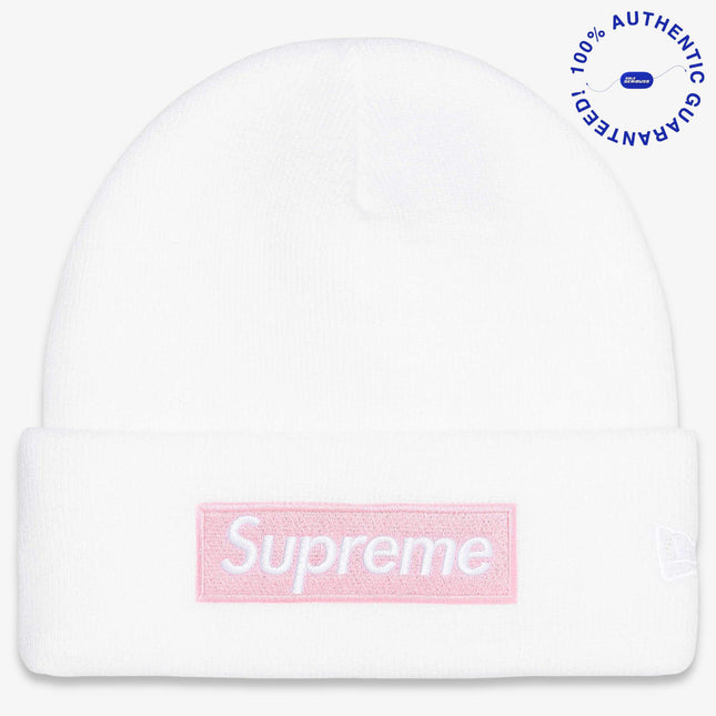 Supreme x New Era Beanie 'Box Logo' White / Pink (FW25) | SOLE SERIOUSS [1]