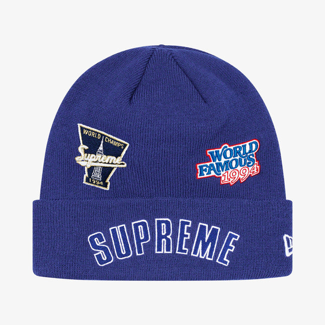 Supreme x New Era Beanie 'Championship' Royal (FW19) - SOLE SERIOUSS (1)