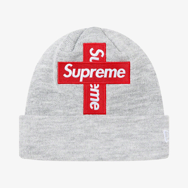 Supreme x New Era Beanie 'Cross Box Logo' Heather Grey (FW20) - SOLE SERIOUSS (1)