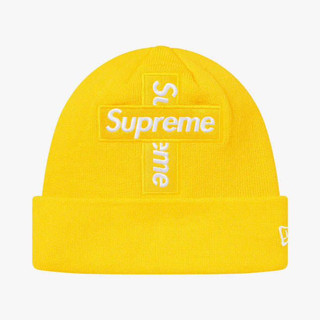 Supreme x New Era Beanie 'Cross Box Logo' Lemon (FW20) - SOLE SERIOUSS (1)