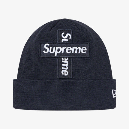 Supreme x New Era Beanie 'Cross Box Logo' Navy (FW20) - SOLE SERIOUSS (1)