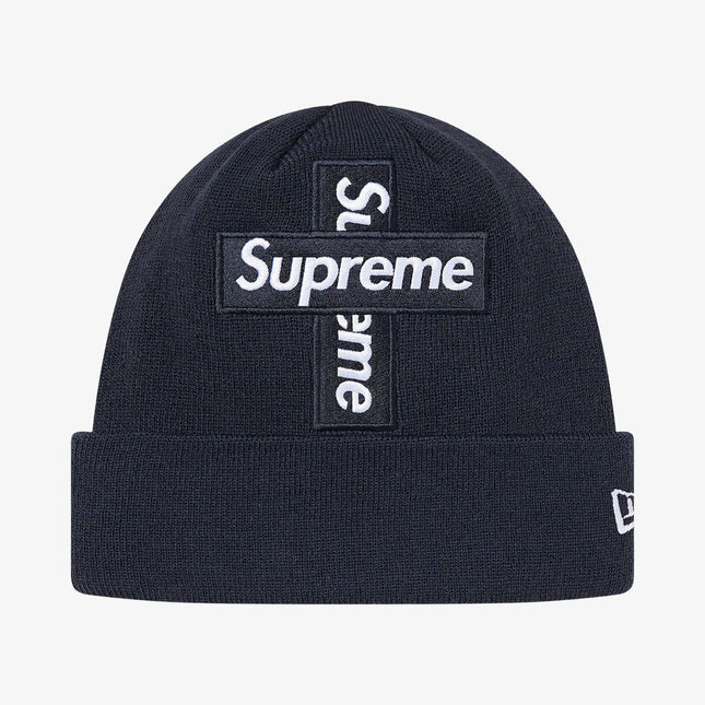 Supreme x New Era Beanie 'Cross Box Logo' Navy (FW20) - SOLE SERIOUSS (1)