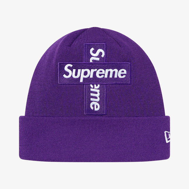 Supreme x New Era Beanie 'Cross Box Logo' Purple (FW20) - SOLE SERIOUSS (1)