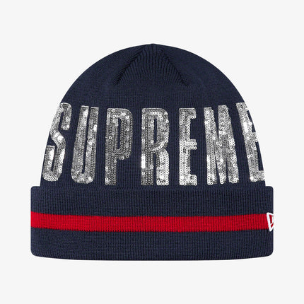 Supreme x New Era Beanie 'Sequin' Navy (FW20) - SOLE SERIOUSS (1)