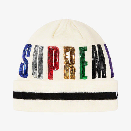 Supreme x New Era Beanie 'Sequin' White (FW20) - SOLE SERIOUSS (1)