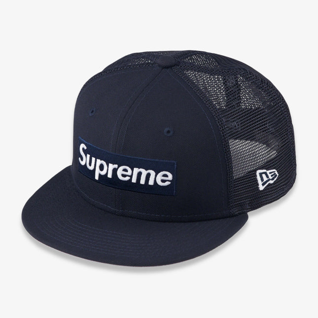Supreme x New Era 'Box Logo' Mesh Back Fitted Hat Navy (SS23) | SOLE SERIOUSS [1]