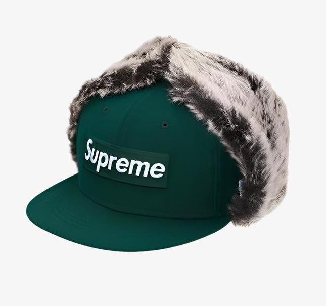 Supreme x New Era Earflap Fitted Hat 'Box Logo' Dark Green (FW19) - SOLE SERIOUSS (1)