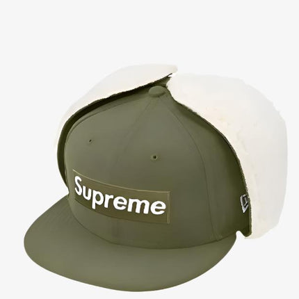 Supreme x New Era Earflap Fitted Hat 'Box Logo' Olive (FW21) - SOLE SERIOUSS (1)