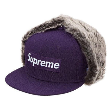 Supreme x New Era Earflap Fitted Hat 'Box Logo' Purple FW19 - SOLE SERIOUSS (1)