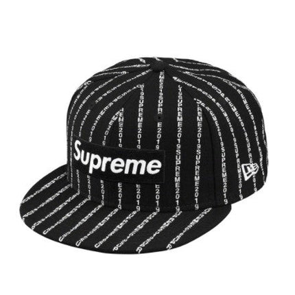 Supreme x New Era Fitted Hat 'Text Stripe' Black SS19 - SOLE SERIOUSS (1)