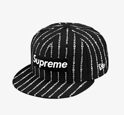 Supreme x New Era Fitted Hat 'Text Stripe' Black (SS19) - SOLE SERIOUSS (1)