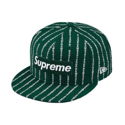 Supreme x New Era Fitted Hat 'Text Stripe' Dark Green SS19 - SOLE SERIOUSS (1)