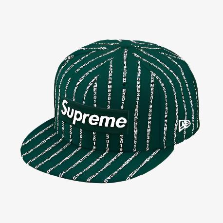 Supreme x New Era Fitted Hat 'Text Stripe' Dark Green (SS19) - SOLE SERIOUSS (1)