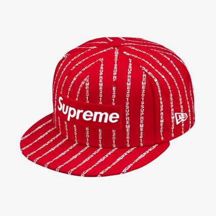 Supreme x New Era Fitted Hat 'Text Stripe' Red (SS19) - SOLE SERIOUSS (1)