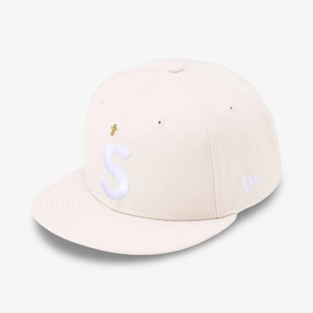 Supreme x New Era 'Gold Cross S Logo' Fitted Hat Stone (SS24) - SOLE SERIOUSS (1)