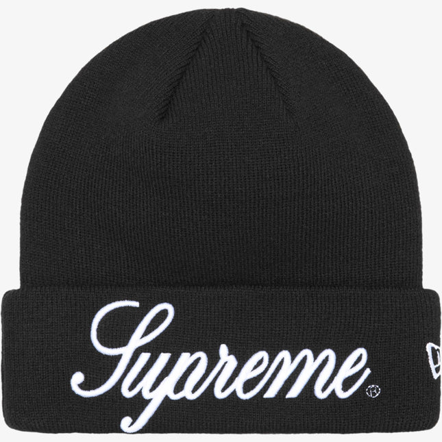 Supreme x New Era Script Beanie Black (FW24) - SOLE SERIOUSS (1)