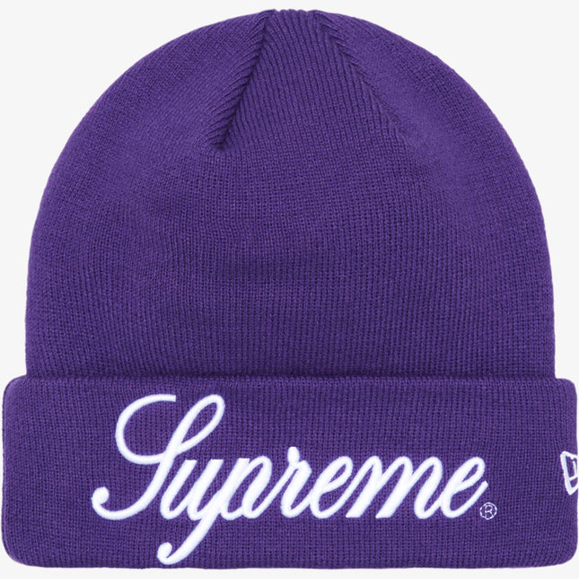 Supreme x New Era Script Beanie Purple (FW24) - SOLE SERIOUSS (1)