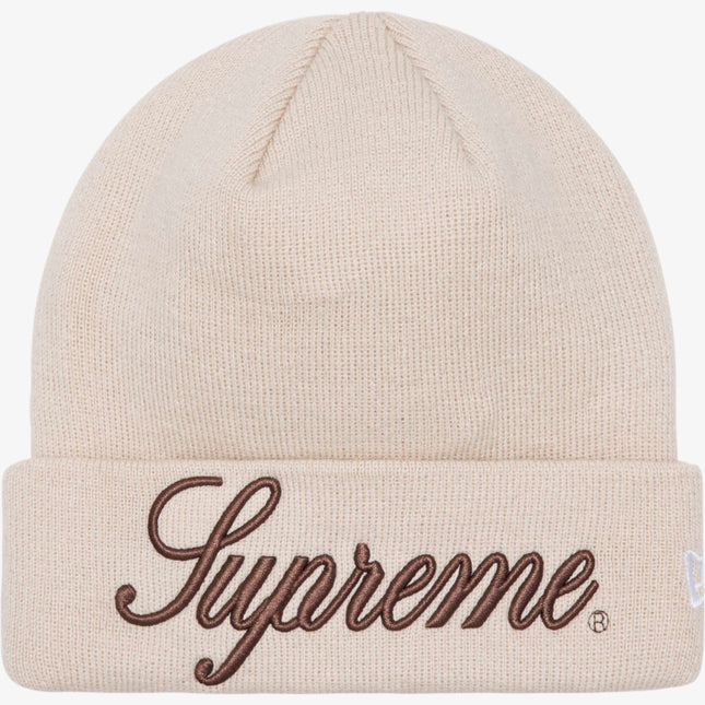 Supreme x New Era Script Beanie Stone (FW24) - SOLE SERIOUSS (1)