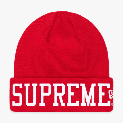 Supreme x New Era Varsity Beanie Red (FW23) - SOLE SERIOUSS (1)