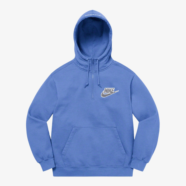 Supreme x Nike Half Zip Up Hooded Sweatshirt Blue (SS21) - SOLE SERIOUSS (1)