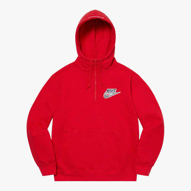 Supreme x Nike Half Zip Up Hooded Sweatshirt Red SS21 - SOLE SERIOUSS (1)