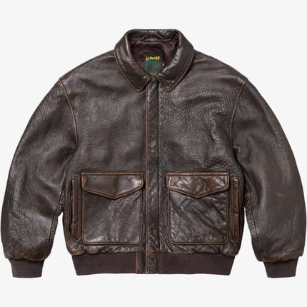 Supreme x Schott Hand-Painted Leather A2 Jacket 'Snow White' Brown (FW24) - SOLE SERIOUSS (1)