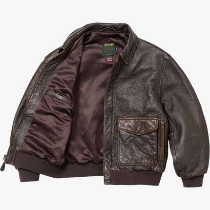 Supreme x Schott Hand-Painted Leather A2 Jacket 'Snow White' Brown (FW24) - SOLE SERIOUSS (2)