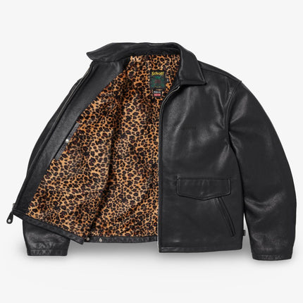 Supreme x Schott Leather Racer Jacket Black (FW24) - SOLE SERIOUSS (2)