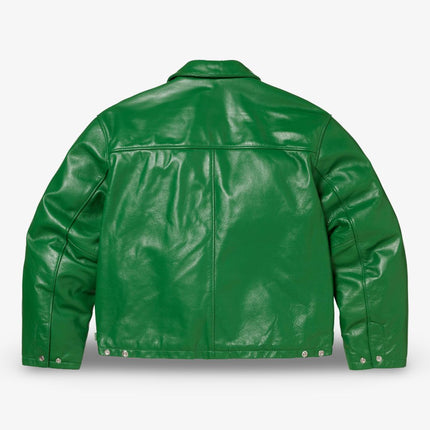 Supreme x Schott Leather Racer Jacket Green (FW24) - SOLE SERIOUSS (3)