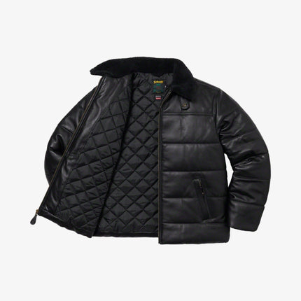 Supreme x Schotts Shearling Collar Leather Puffy Jacket Black (FW21) - SOLE SERIOUSS (2)