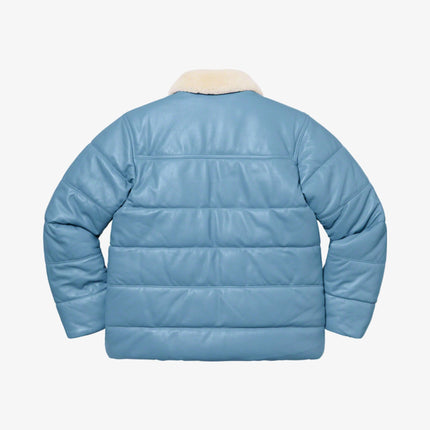 Supreme x Schotts Shearling Collar Leather Puffy Jacket Light Blue FW21 - SOLE SERIOUSS (4)