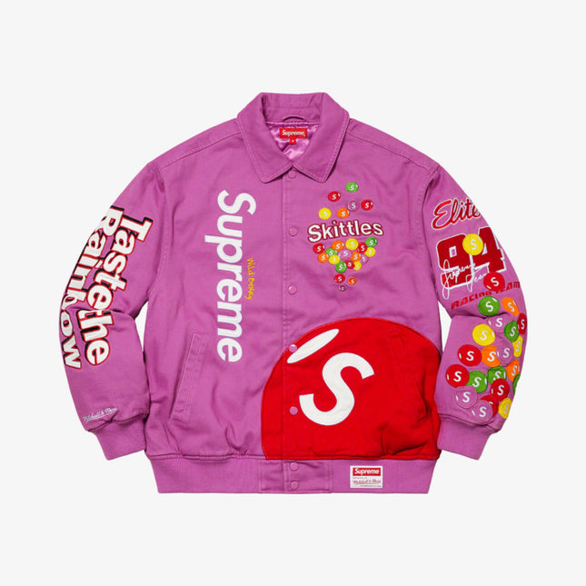 Supreme x Skittles x Mitchell & Ness Varsity Jacket Purple (FW21) - SOLE SERIOUSS (1)