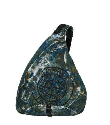 Supreme x Stone Island Painted Camo Nylon Shoulder Bag Dark Teal FW20 - SOLE SERIOUSS (1)