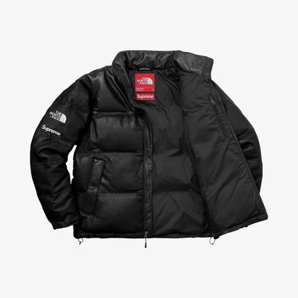 Supreme x The North Face Leather Nuptse Jacket Black (FW17) - SOLE SERIOUSS (2)