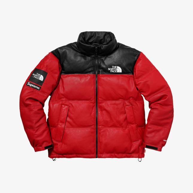 Supreme x The North Face Leather Nuptse Jacket Red FW17 - SOLE SERIOUSS (1)