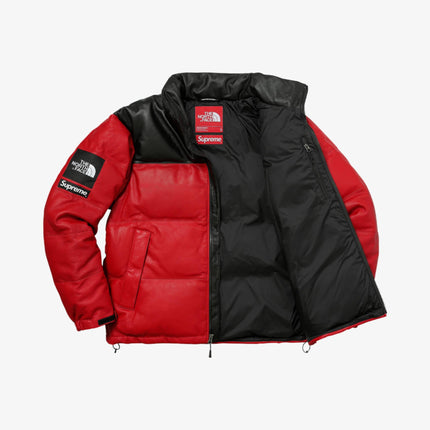 Supreme x The North Face Leather Nuptse Jacket Red FW17 - SOLE SERIOUSS (2)