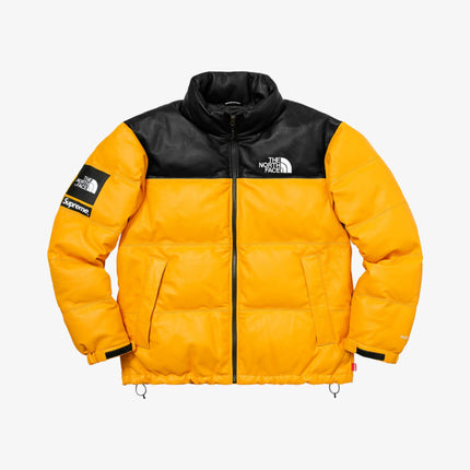 Supreme x The North Face Leather Nuptse Jacket Yellow FW17 - SOLE SERIOUSS (1)