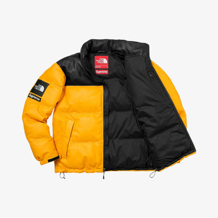 Supreme x The North Face Leather Nuptse Jacket Yellow FW17 - SOLE SERIOUSS (2)