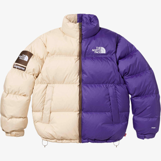 Supreme x The North Face 'Split' Nuptse 700-Fill Puffer Jacket Tan / Purple (SS24) | SOLE SERIOUSS [1]
