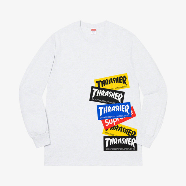 Supreme x Thrasher L/S Long Sleeve Tee 'Multi Logo' Ash Grey (FW21) | SOLE SERIOUSS [1]
