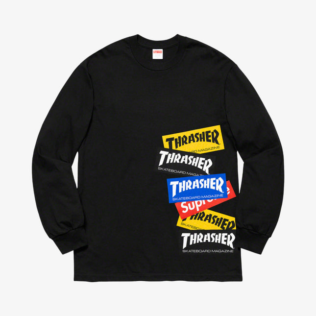Supreme x Thrasher L/S Long Sleeve Tee 'Multi Logo' Black (FW21) | SOLE SERIOUSS [1]