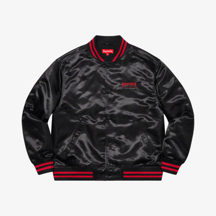 Supreme x Thrasher Satin Varsity Jacket Black (FW21) - SOLE SERIOUSS (2)