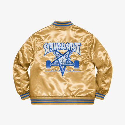 Supreme x Thrasher Satin Varsity Jacket Gold (FW21) - SOLE SERIOUSS (1)